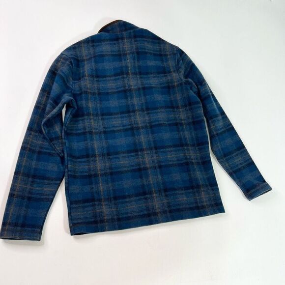 John Wayne Wooly  Fleece Sweater Mens Small Blue Quarter Snap Button Plaid New - Picture 9 of 11